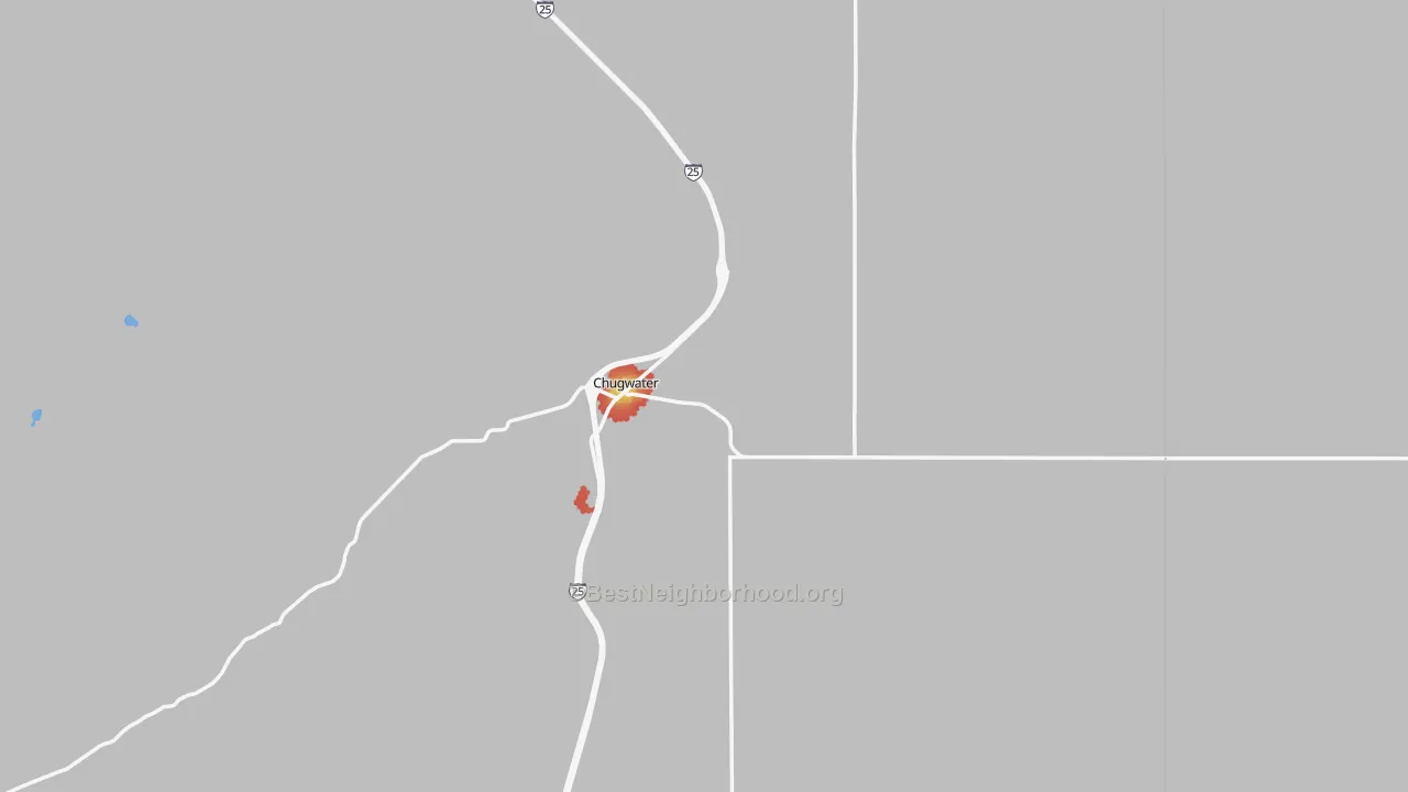 Walk Grade map of 82210, WY, walkable areas in green and car-dependent areas in red