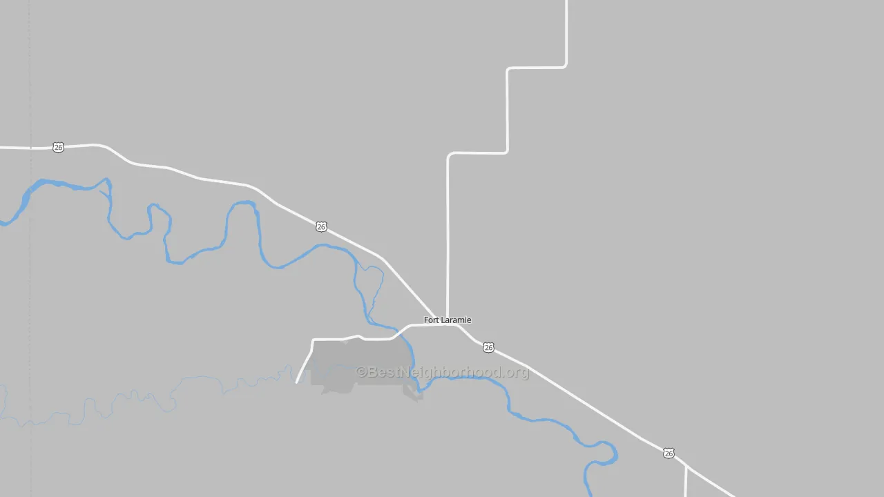 Walk Grade map of 82212, WY, walkable areas in green and car-dependent areas in red