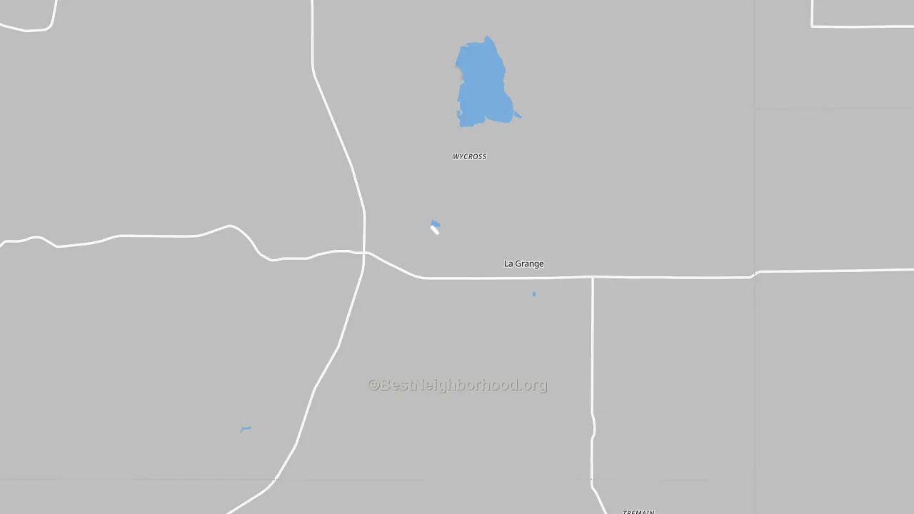 Walk Grade map of 82221, WY, walkable areas in green and car-dependent areas in red
