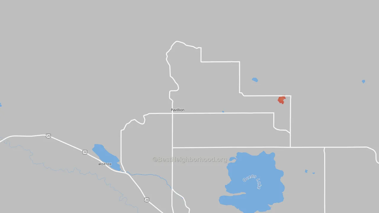 Walk Grade map of 82523, WY, walkable areas in green and car-dependent areas in red