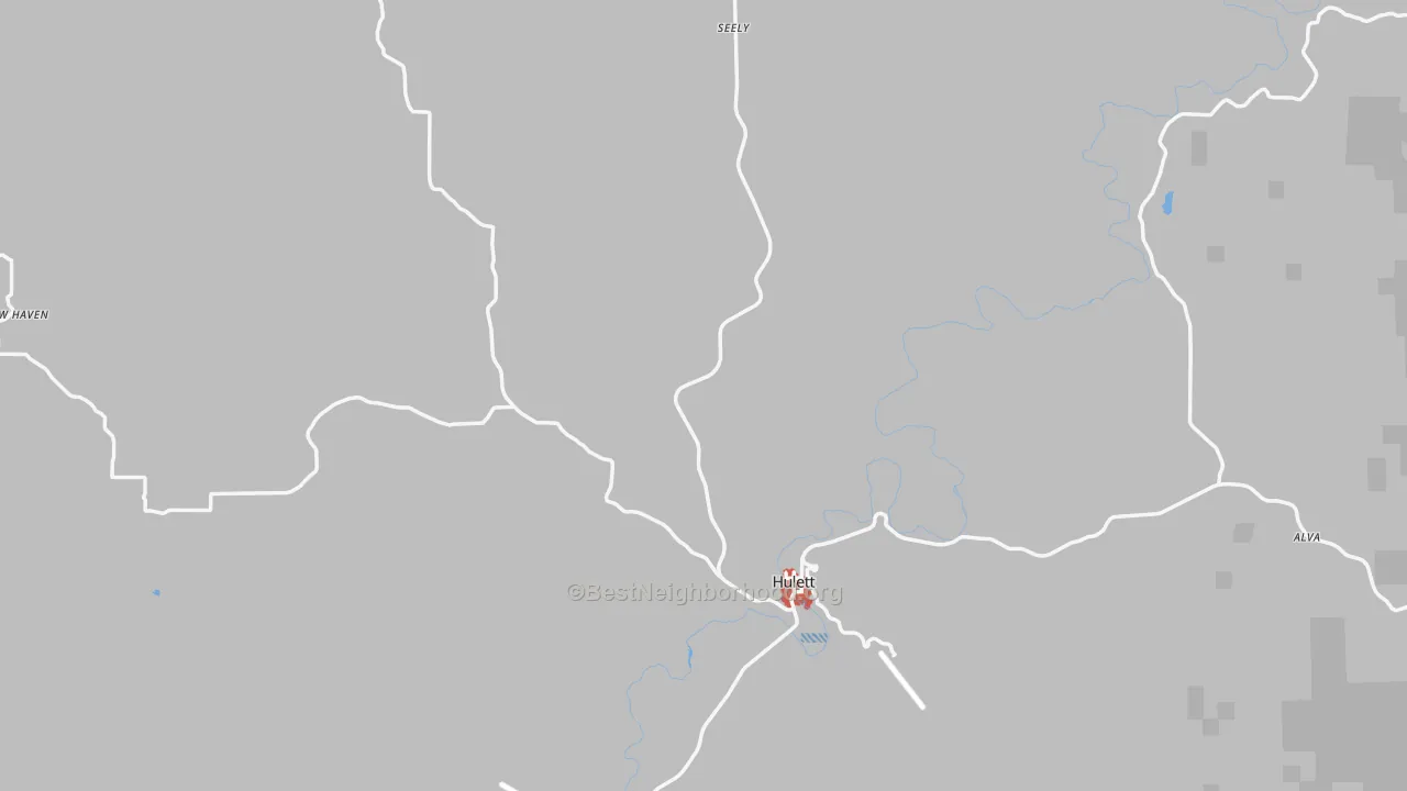Walk Grade map of 82720, WY, walkable areas in green and car-dependent areas in red