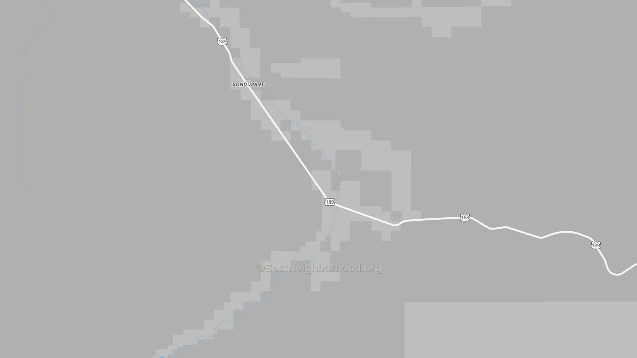Walk Grade map of 82922, WY, walkable areas in green and car-dependent areas in red