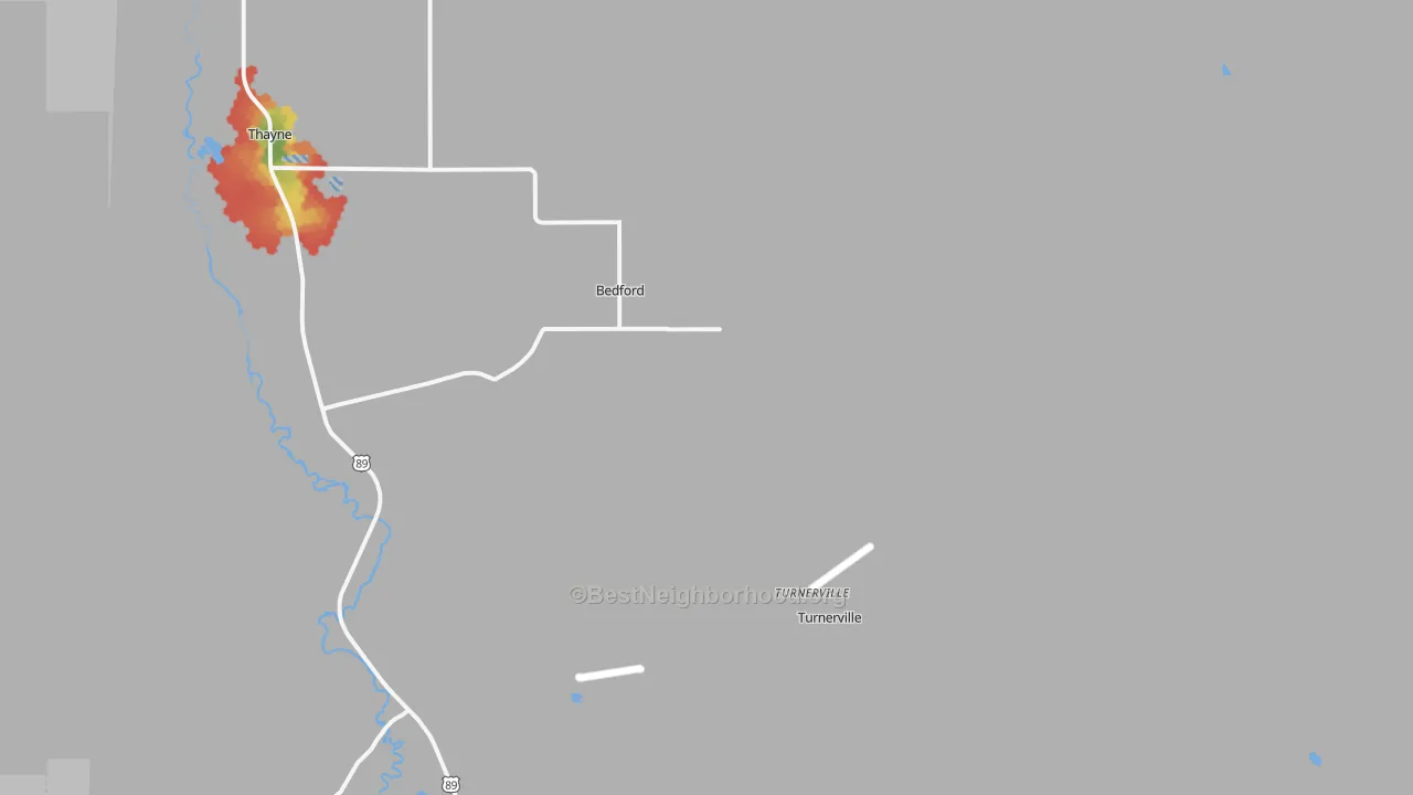 Walk Grade map of 83112, WY, walkable areas in green and car-dependent areas in red