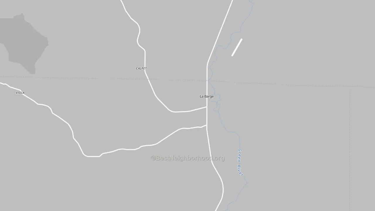 Walk Grade map of 83123, WY, walkable areas in green and car-dependent areas in red