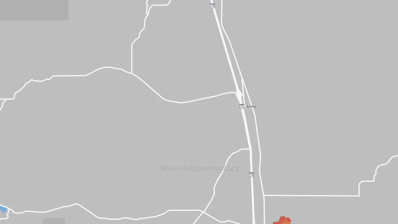 Walk Grade map of 83214, ID, walkable areas in green and car-dependent areas in red