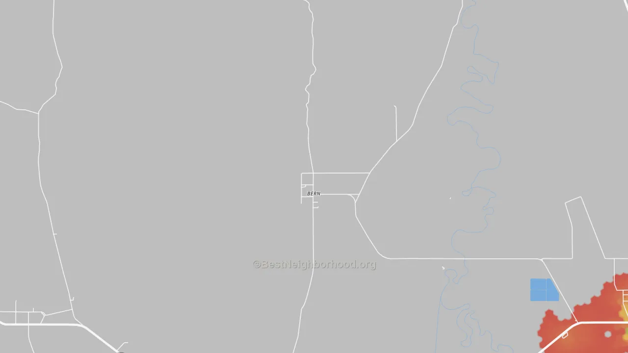 Walk Grade map of 83220, ID, walkable areas in green and car-dependent areas in red