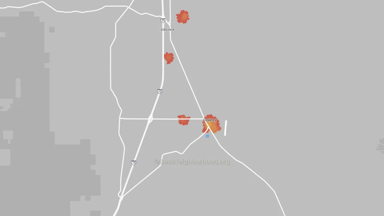 Walk Grade map of 83234, ID, walkable areas in green and car-dependent areas in red