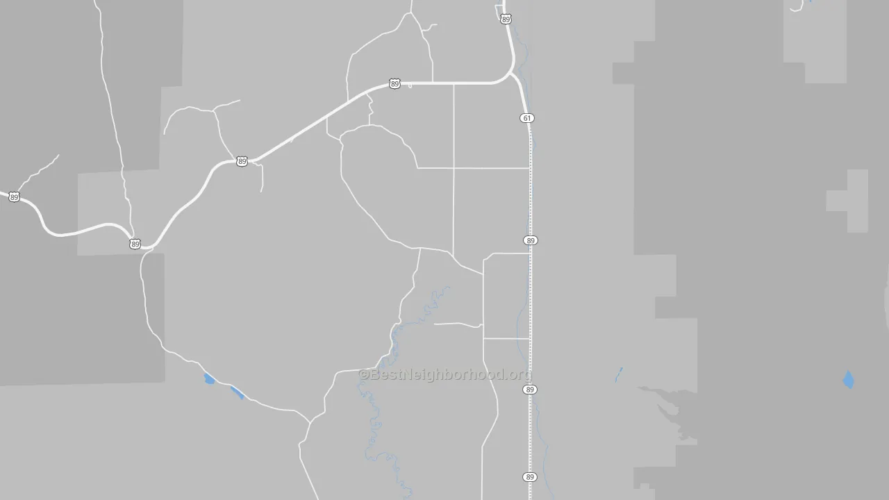 Walk Grade map of 83238, ID, walkable areas in green and car-dependent areas in red