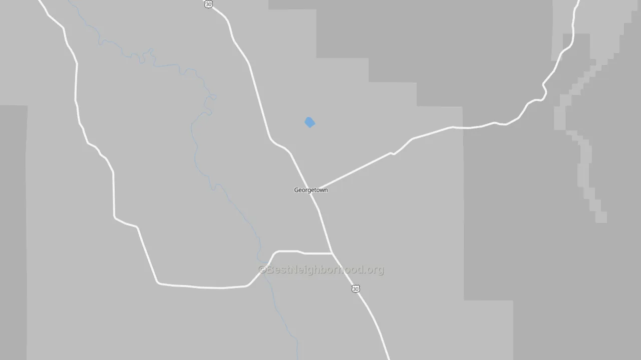 Walk Grade map of 83239, ID, walkable areas in green and car-dependent areas in red
