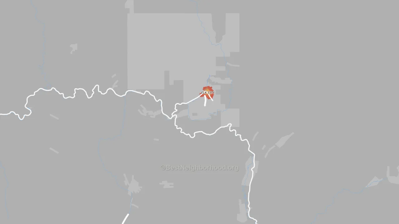 Walk Grade map of 83525, ID, walkable areas in green and car-dependent areas in red
