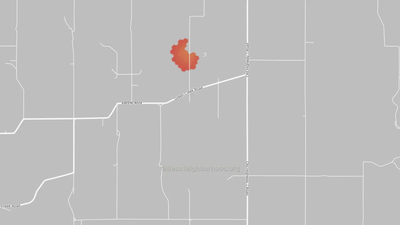 Walk Grade map of 83533, ID, walkable areas in green and car-dependent areas in red