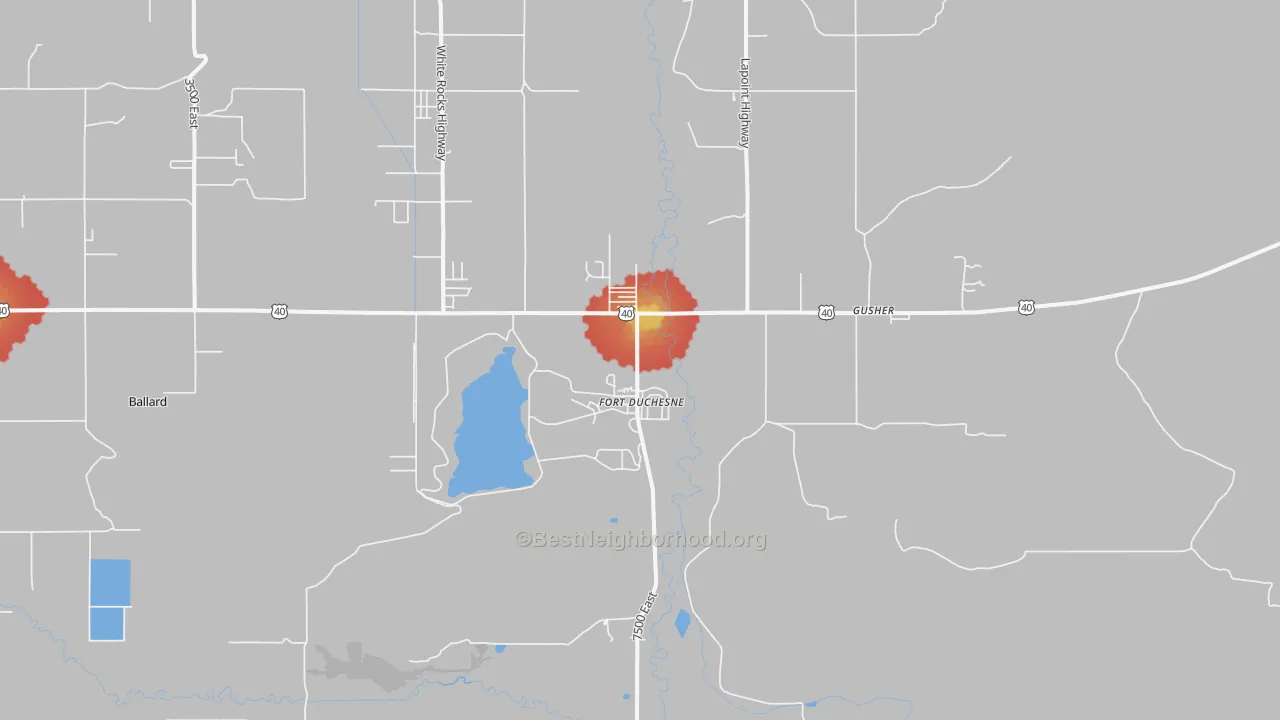 Walk Grade map of 84026, UT, walkable areas in green and car-dependent areas in red