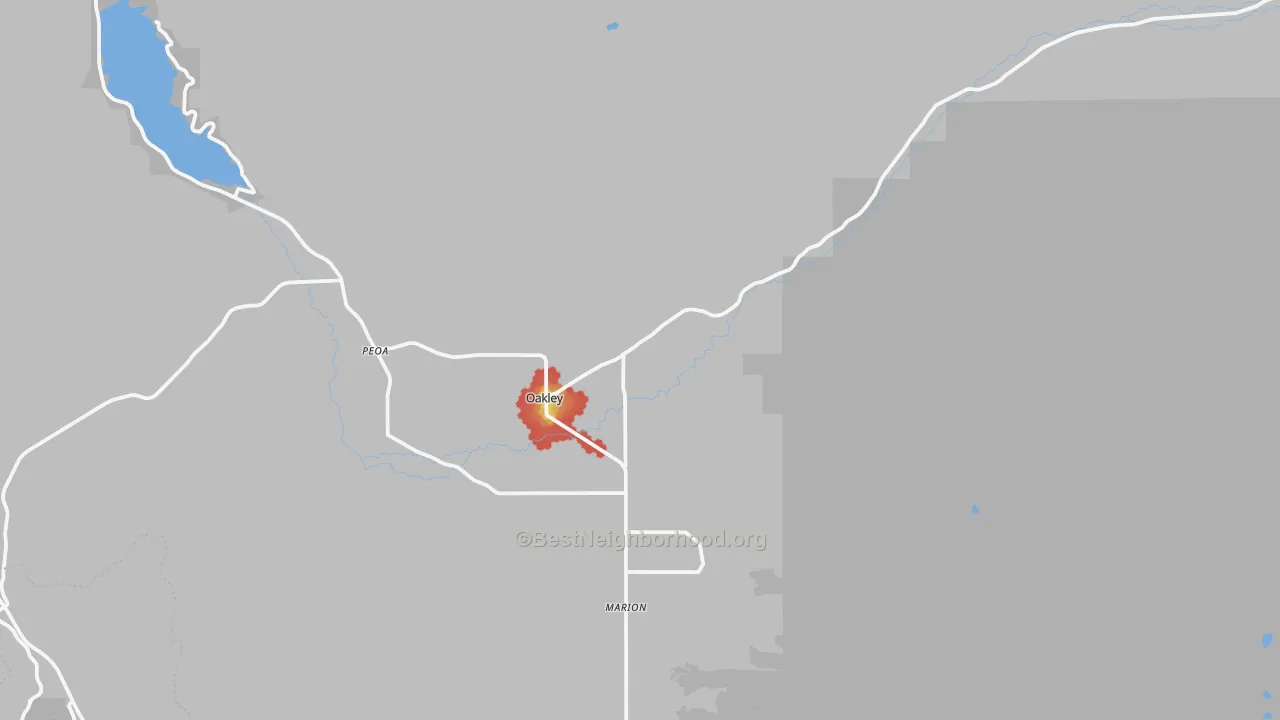Walk Grade map of 84055, UT, walkable areas in green and car-dependent areas in red