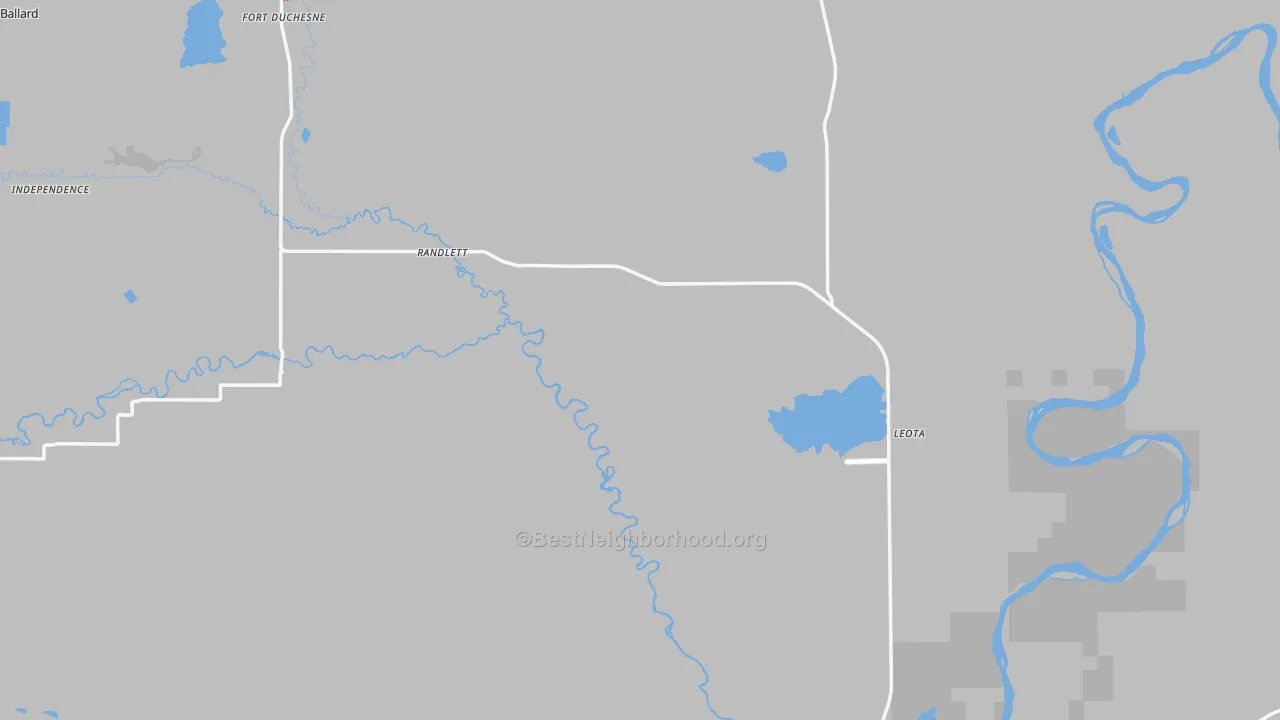 Walk Grade map of 84063, UT, walkable areas in green and car-dependent areas in red