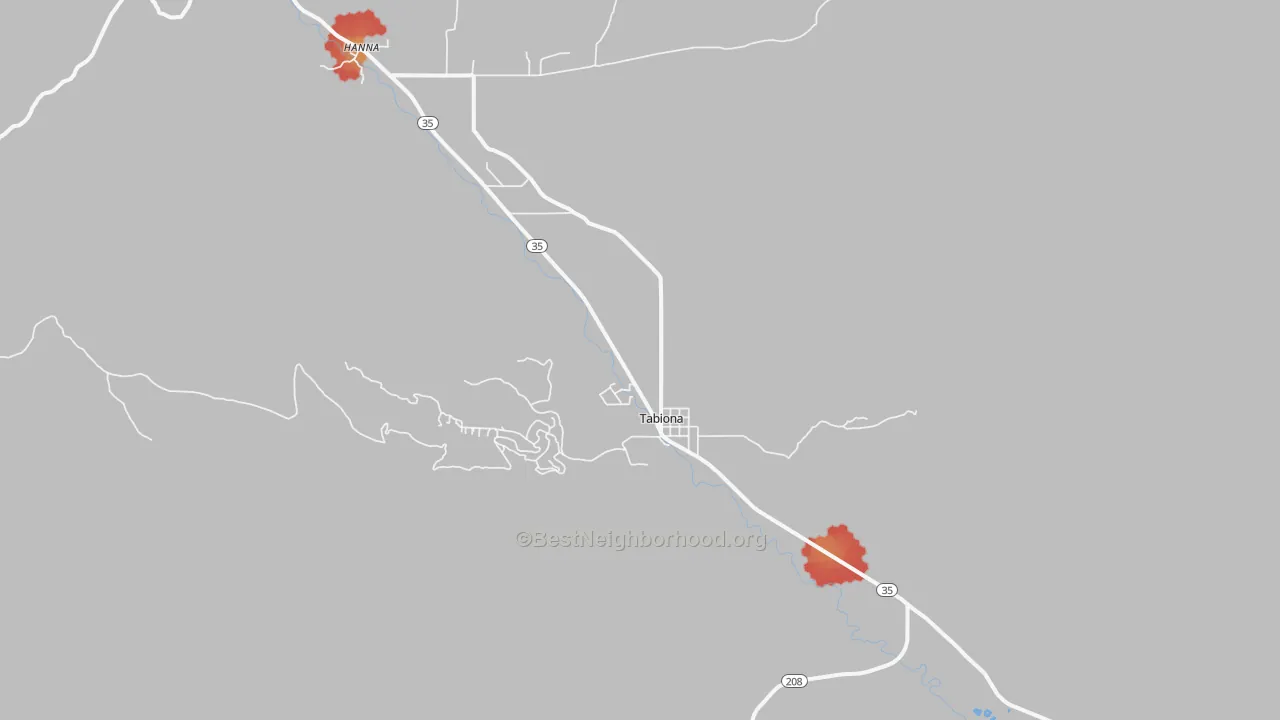Walk Grade map of 84072, UT, walkable areas in green and car-dependent areas in red