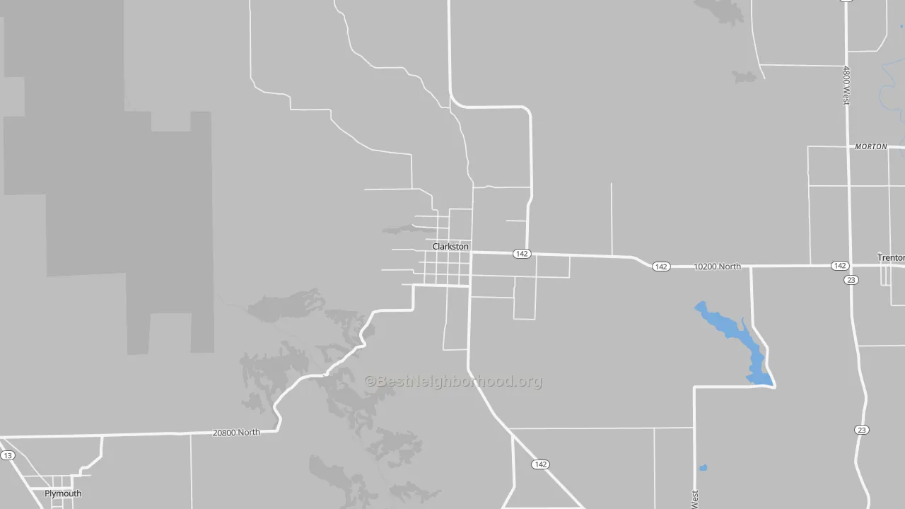 Walk Grade map of 84305, UT, walkable areas in green and car-dependent areas in red