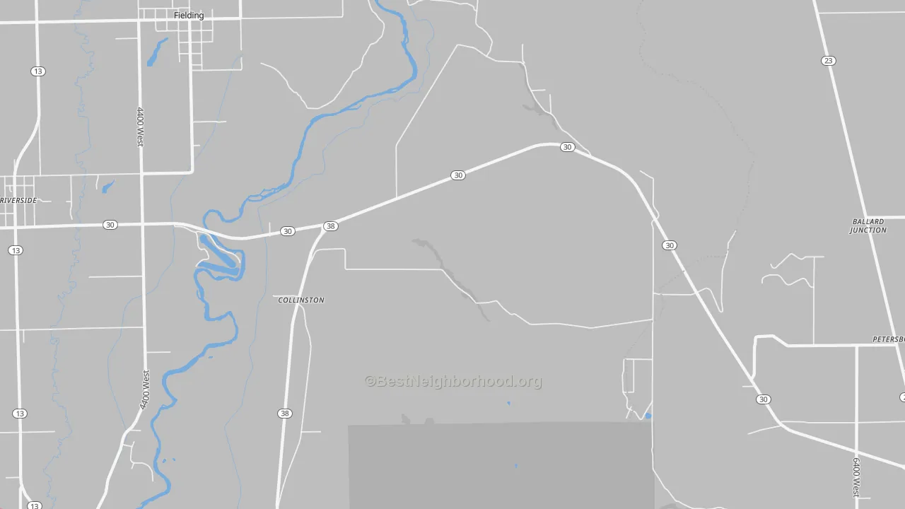 Walk Grade map of 84306, UT, walkable areas in green and car-dependent areas in red