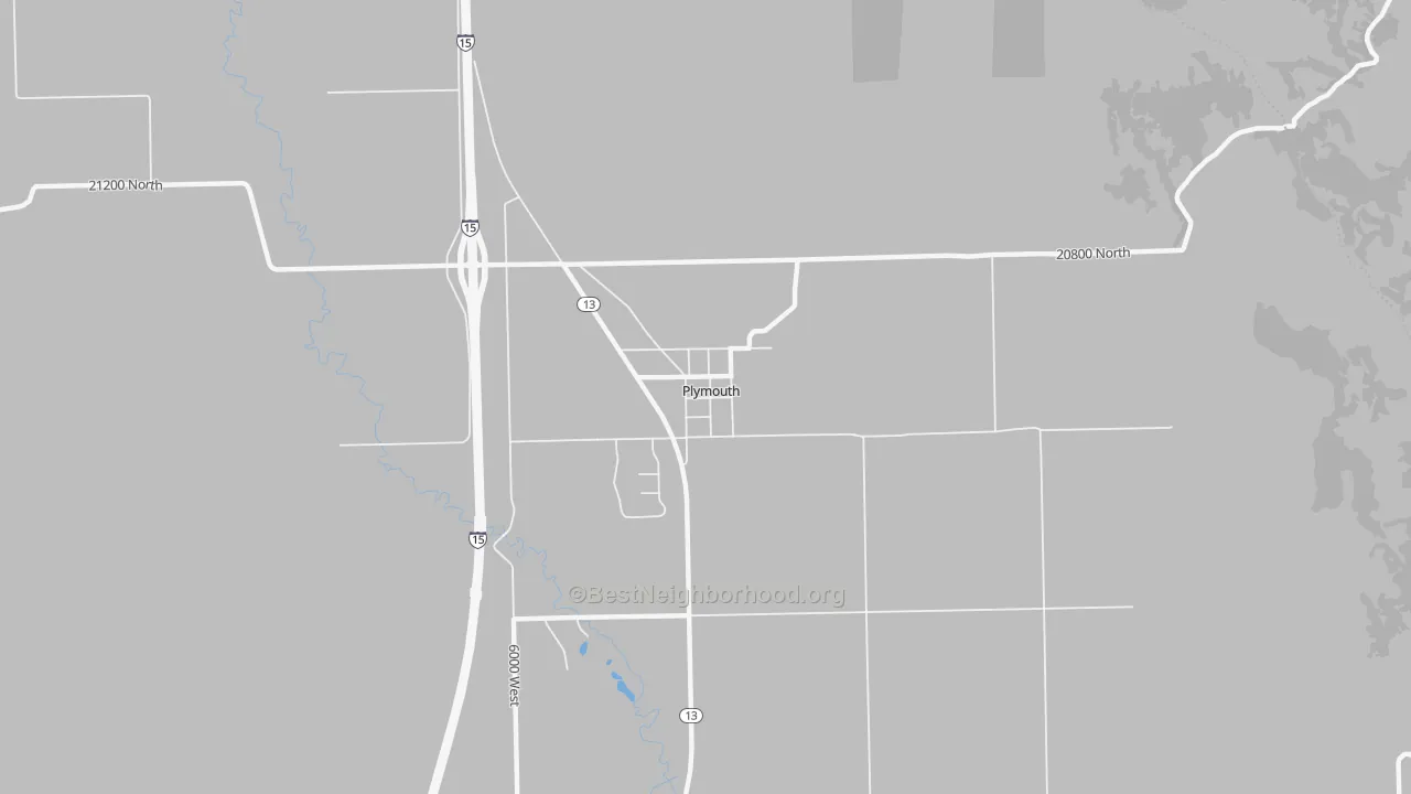 Walk Grade map of 84330, UT, walkable areas in green and car-dependent areas in red
