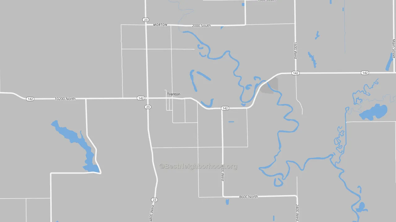 Walk Grade map of 84338, UT, walkable areas in green and car-dependent areas in red