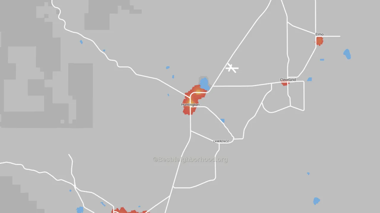 Walk Grade map of 84528, UT, walkable areas in green and car-dependent areas in red