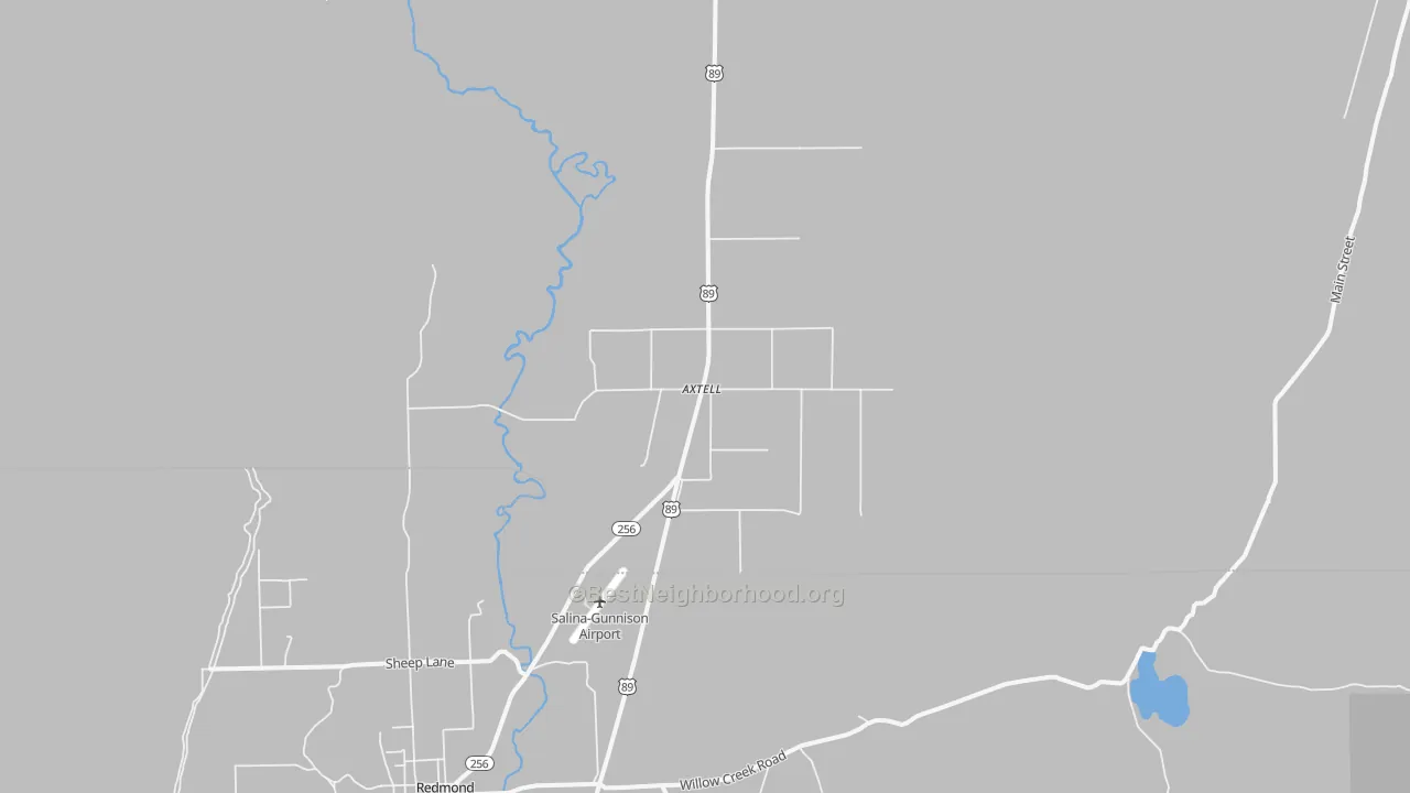 Walk Grade map of 84621, UT, walkable areas in green and car-dependent areas in red