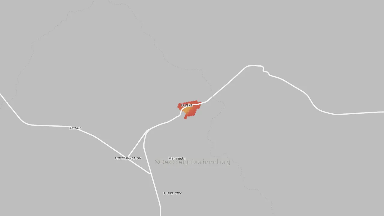 Walk Grade map of 84628, UT, walkable areas in green and car-dependent areas in red