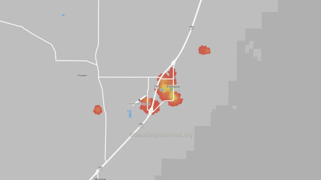 Walk Grade map of 84631, UT, walkable areas in green and car-dependent areas in red