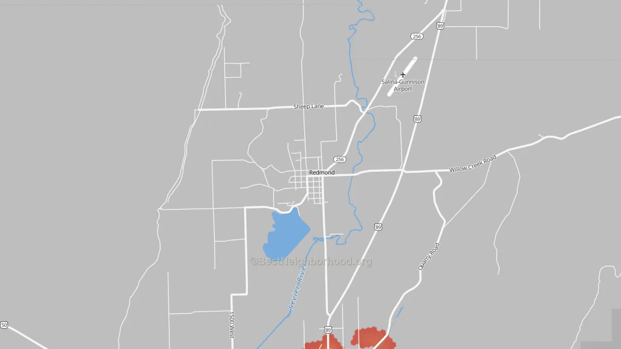Walk Grade map of 84652, UT, walkable areas in green and car-dependent areas in red