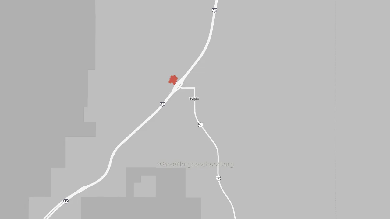 Walk Grade map of 84656, UT, walkable areas in green and car-dependent areas in red