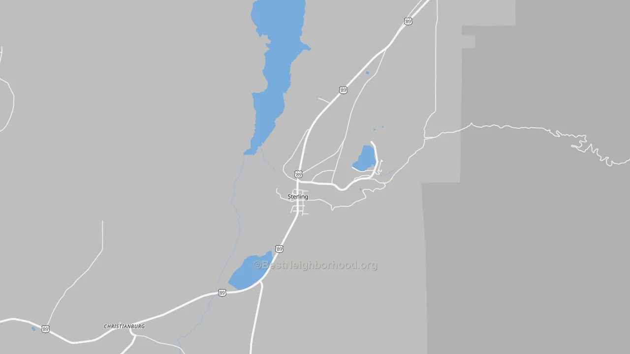 Walk Grade map of 84665, UT, walkable areas in green and car-dependent areas in red