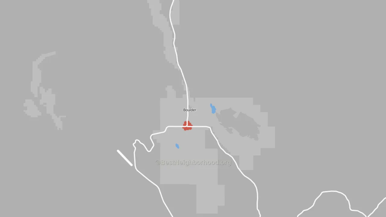 Walk Grade map of 84716, UT, walkable areas in green and car-dependent areas in red