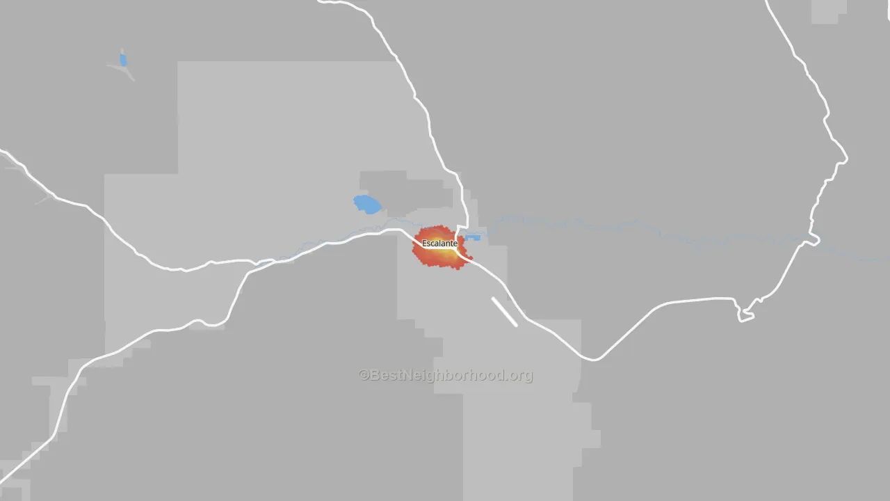 Walk Grade map of 84726, UT, walkable areas in green and car-dependent areas in red