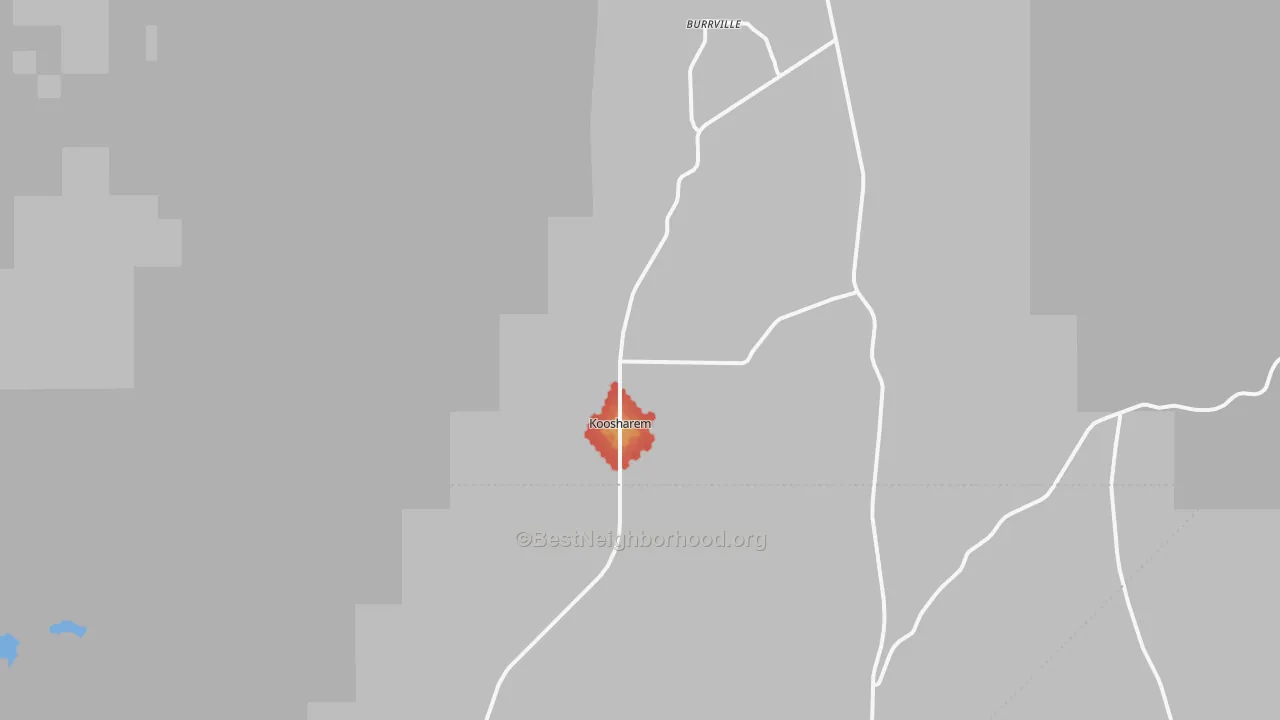 Walk Grade map of 84744, UT, walkable areas in green and car-dependent areas in red