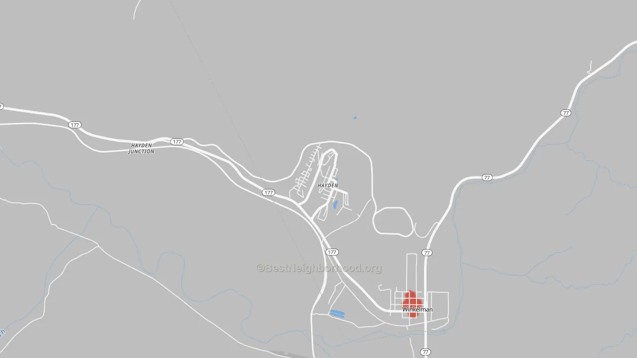 Walk Grade map of 85135, AZ, walkable areas in green and car-dependent areas in red