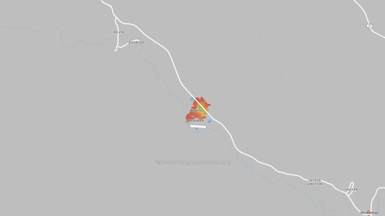 Walk Grade map of 85137, AZ, walkable areas in green and car-dependent areas in red