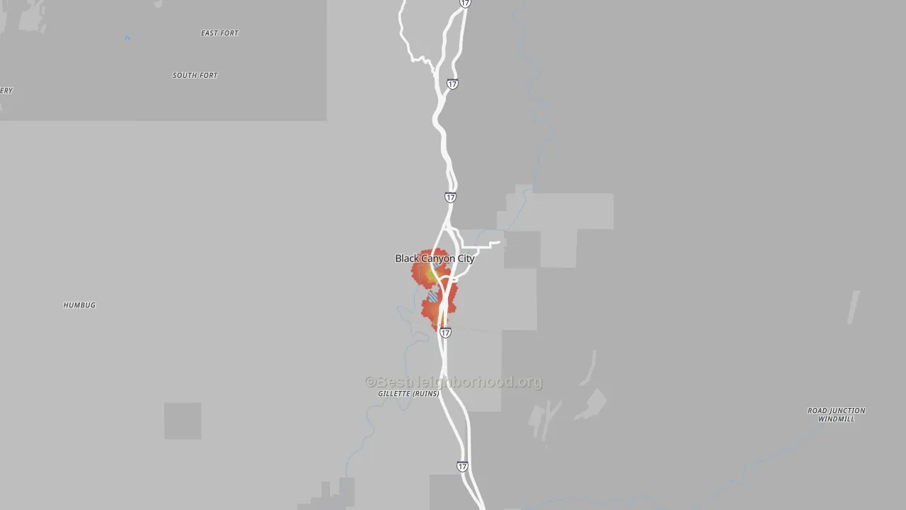 Walk Grade map of 85324, AZ, walkable areas in green and car-dependent areas in red