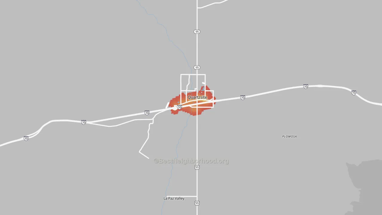 Walk Grade map of 85346, AZ, walkable areas in green and car-dependent areas in red