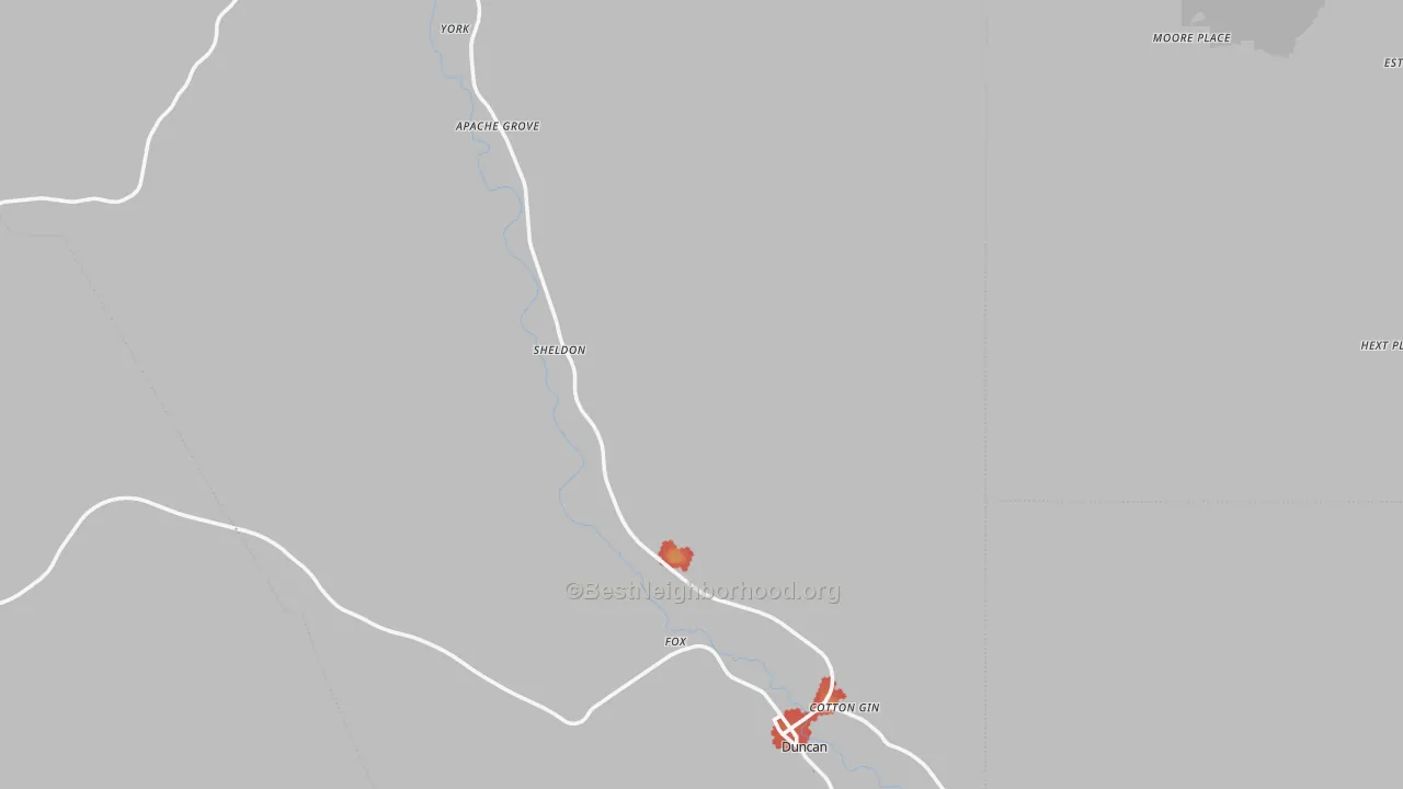 Walk Grade map of 85534, AZ, walkable areas in green and car-dependent areas in red
