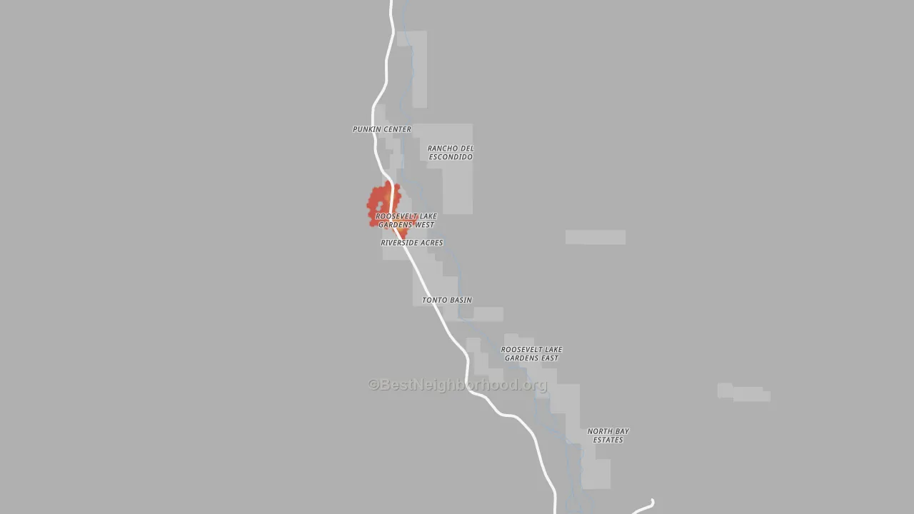 Walk Grade map of 85553, AZ, walkable areas in green and car-dependent areas in red