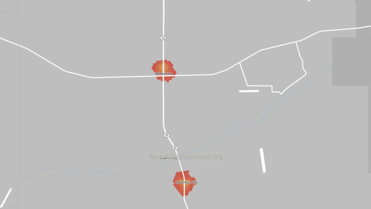 Walk Grade map of 85616, AZ, walkable areas in green and car-dependent areas in red