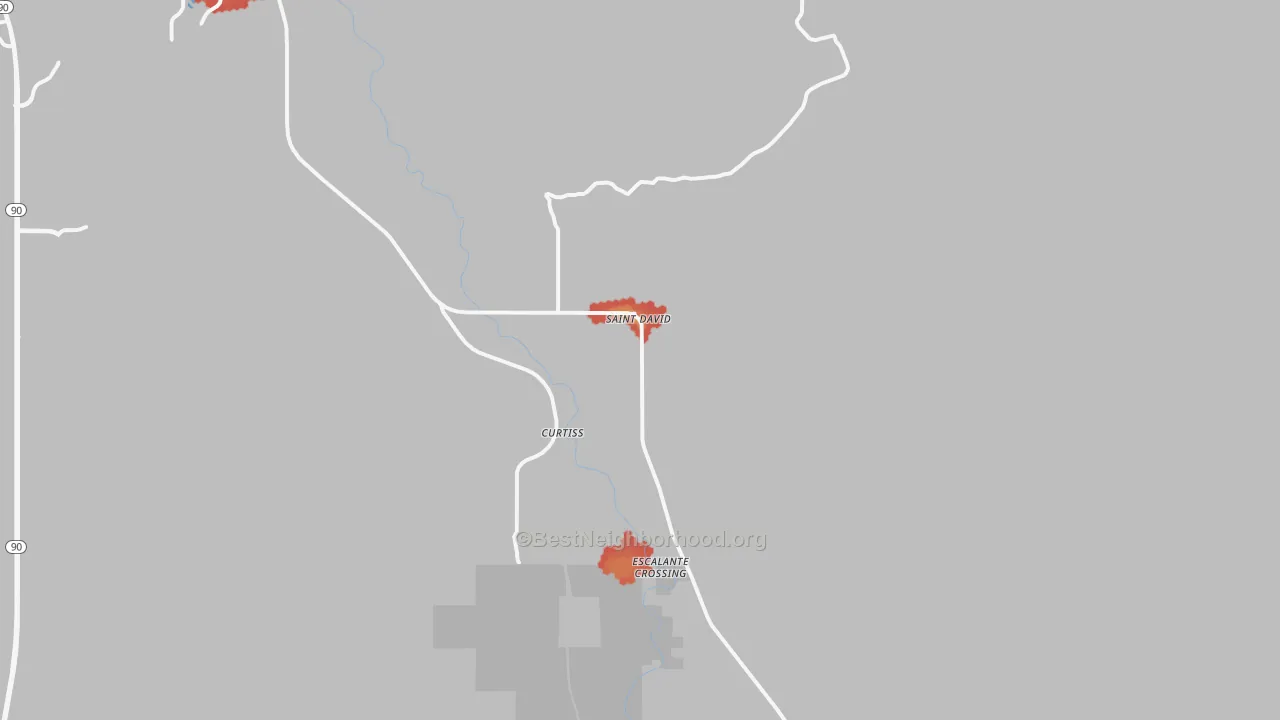 Walk Grade map of 85630, AZ, walkable areas in green and car-dependent areas in red