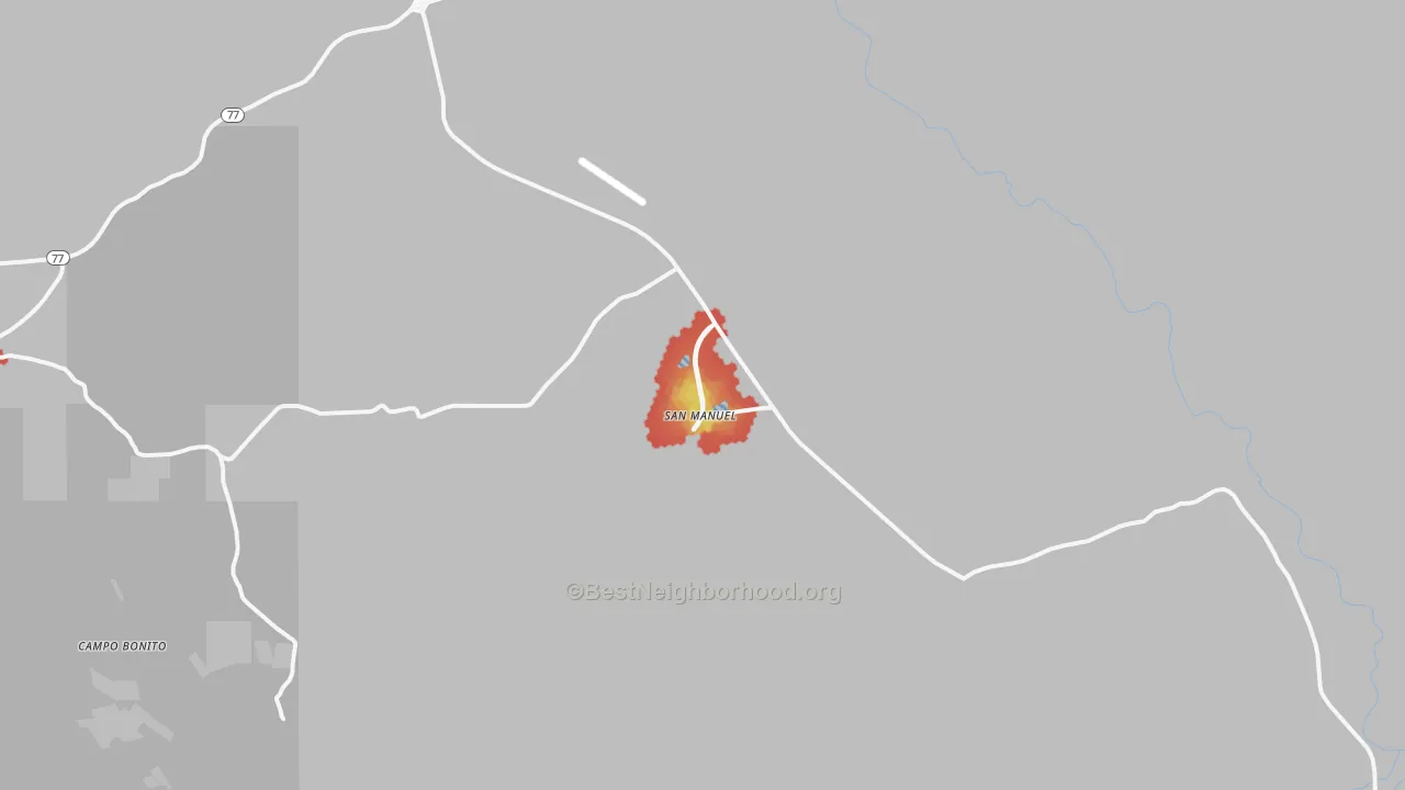 Walk Grade map of 85631, AZ, walkable areas in green and car-dependent areas in red