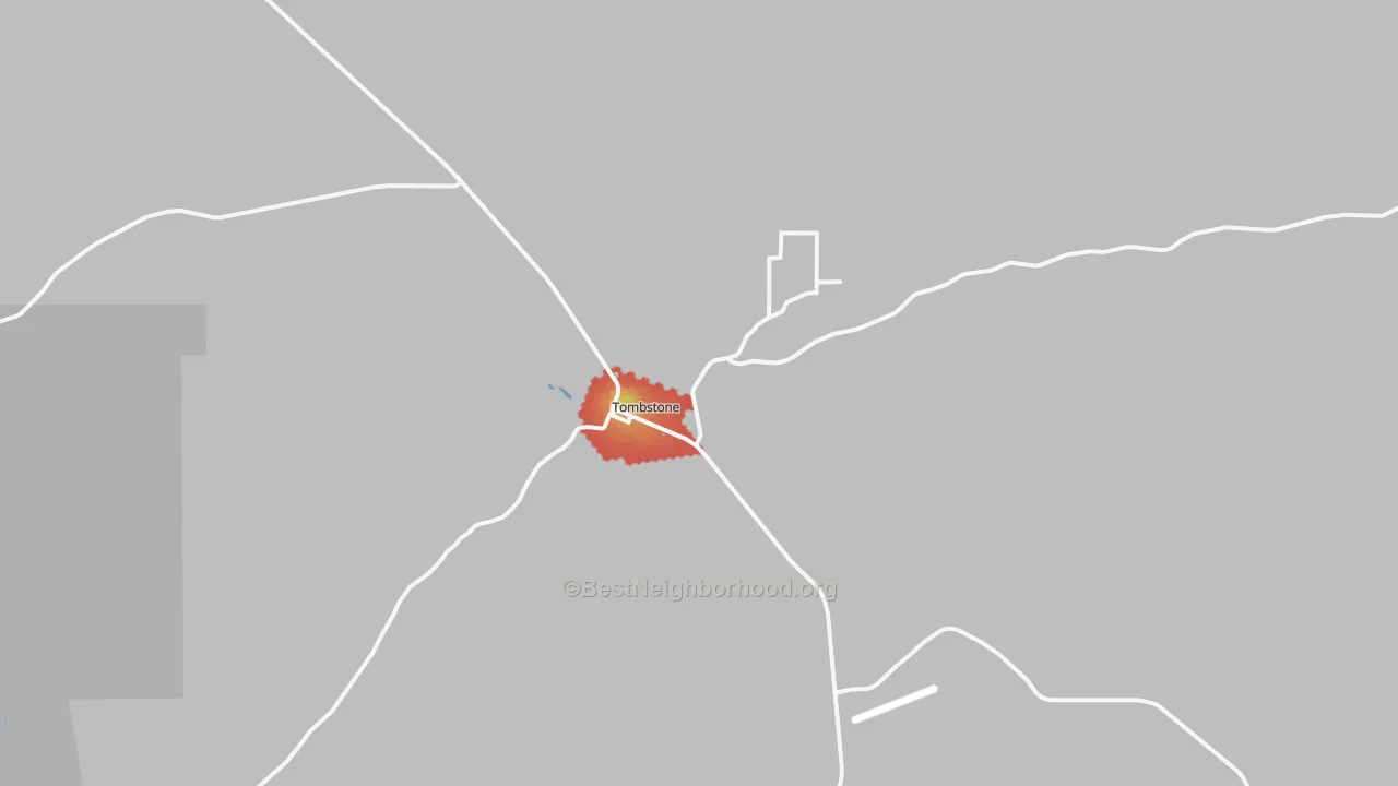 Walk Grade map of 85638, AZ, walkable areas in green and car-dependent areas in red
