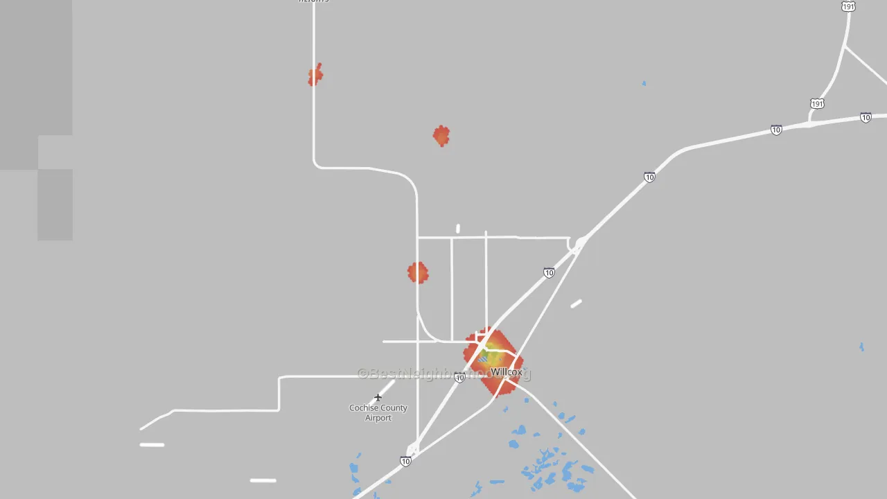 Walk Grade map of 85643, AZ, walkable areas in green and car-dependent areas in red