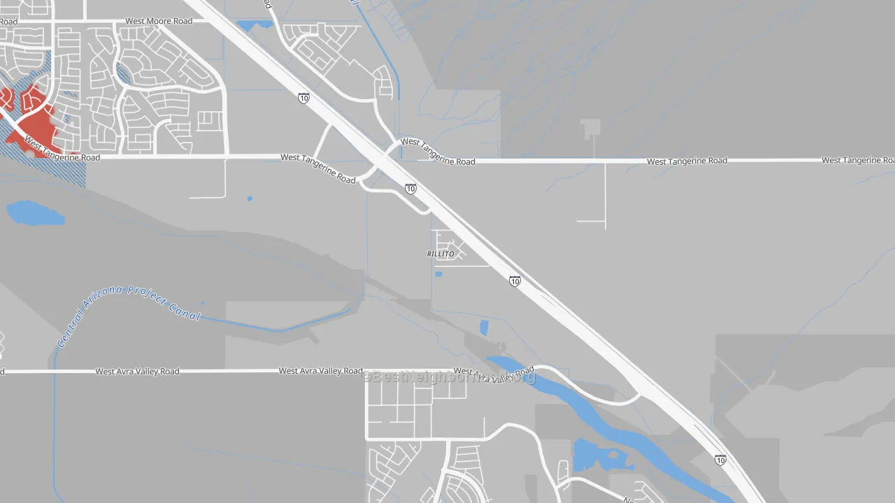 Walk Grade map of 85654, AZ, walkable areas in green and car-dependent areas in red
