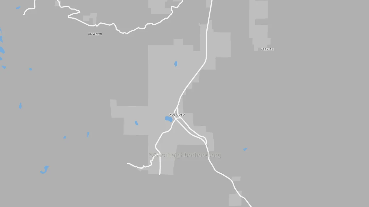 Walk Grade map of 85932, AZ, walkable areas in green and car-dependent areas in red