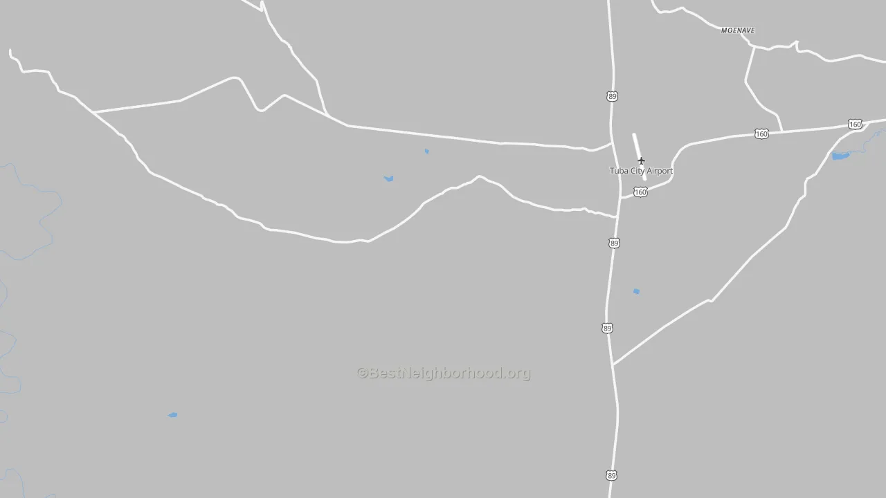 Walk Grade map of 86020, AZ, walkable areas in green and car-dependent areas in red