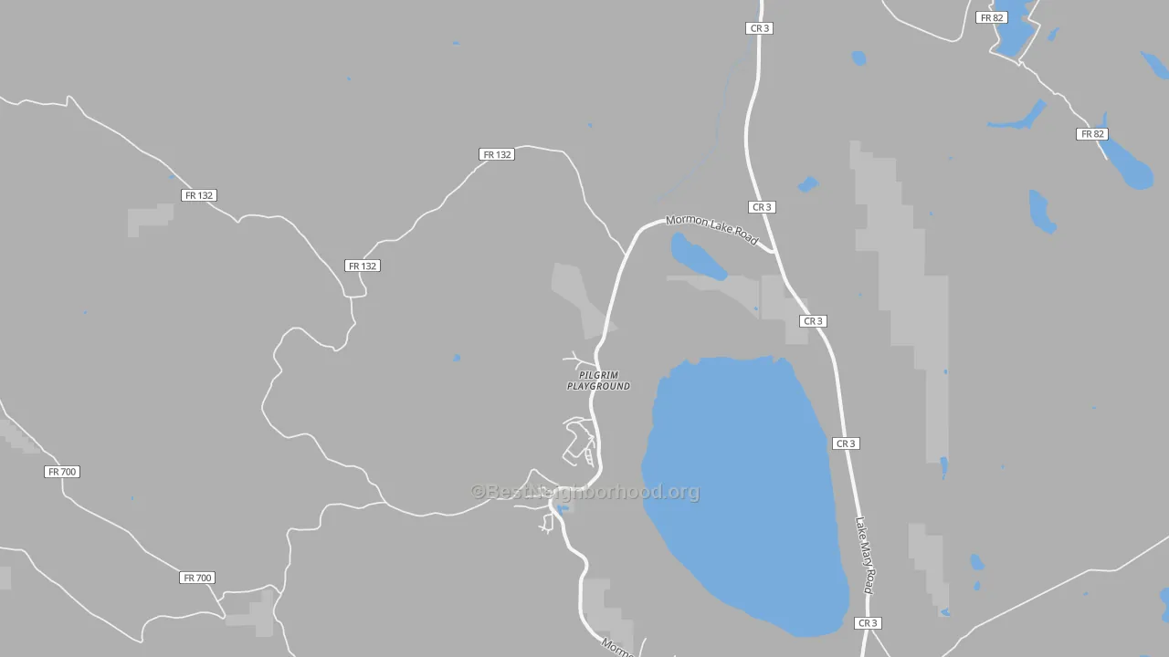 Walk Grade map of 86038, AZ, walkable areas in green and car-dependent areas in red