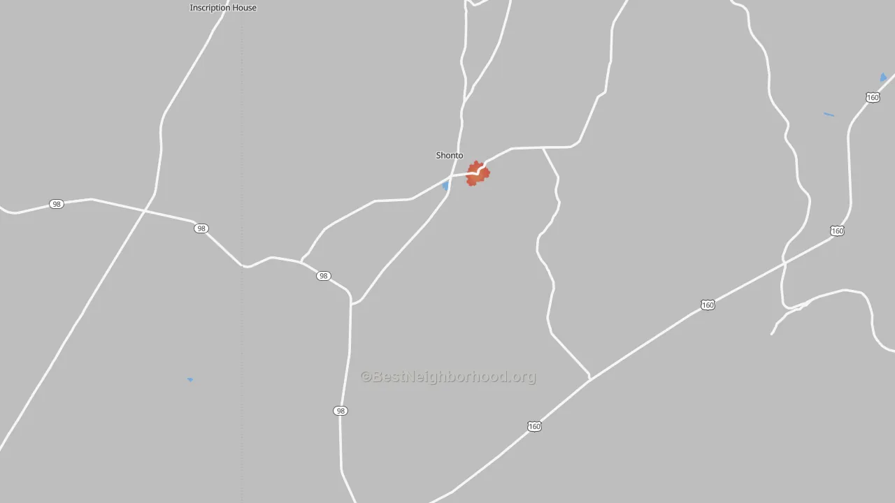 Walk Grade map of 86054, AZ, walkable areas in green and car-dependent areas in red