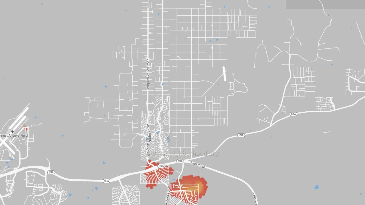Walk Grade map of 86315, AZ, walkable areas in green and car-dependent areas in red